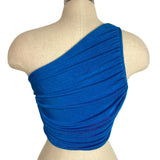 No Brand Blue One Shoulder Cropped Top- Size S