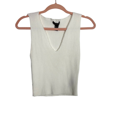 Forever 21 White Ribbed Tank Top - Size M