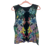 Chaser Black Floral Sleeveless Asymmetrical Hem Top- Size S