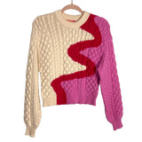 THML Cream and Pinks Cable Knit Sweater- Size XS (sold out online)