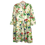 Tuckernuck Cream with Multi-Color Floral Print Button Up Royal Shirt Dress- Size XXXL (sold out online)