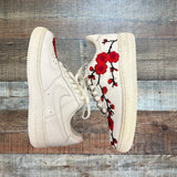 Nike Air Force 1 Leather Embroidered Floral Sneakers- Size 6 (see notes)