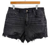 American Eagle Black Distressed Raw Hem Denim Shorts- Size 16