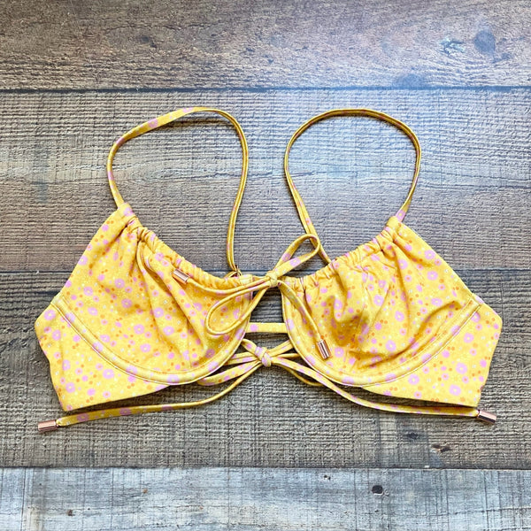 yellow floral bikini top
