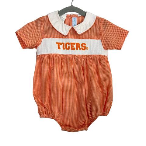 Vive La Fete Orange Gingham Tigers Bubble - Size 12M