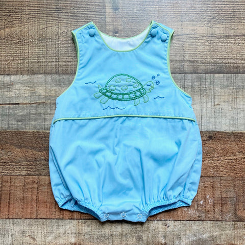 Shrimp & Grits Kids Blue Embroidered Turtle Bubble- Size 3M (see notes, sold out online, we have matching dress)