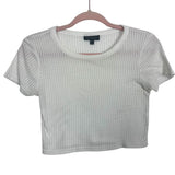 Topshop White Ribbed Sheer Cropped Top- Size 4 (see notes)