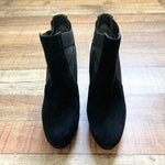 Stuart Weitzman Black Suede Wedge Elastic Ankle Booties- Size 7.5 (LIKE NEW CONDITION)