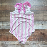 The Beaufort Bonnet Company White and Pink Striped One Piece- Size 4T
