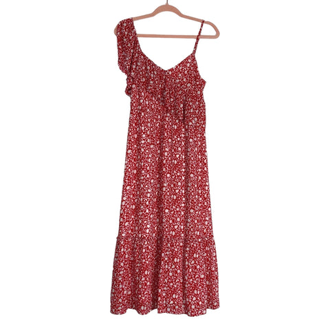 Club Monaco Red White Floral Printed Ruffle Dress- Size 2 – The Saved Collection