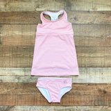 Prodoh Pink/White Striped Racerback Swim Dress with Matching Swim Bottoms- Size 4T (see notes, sold as a set)