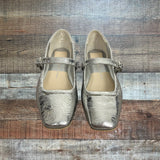 Dolce Vita Silver Mary Jane Distressed Leather Ballet Flats - Size 6 (Sold Out Online!)