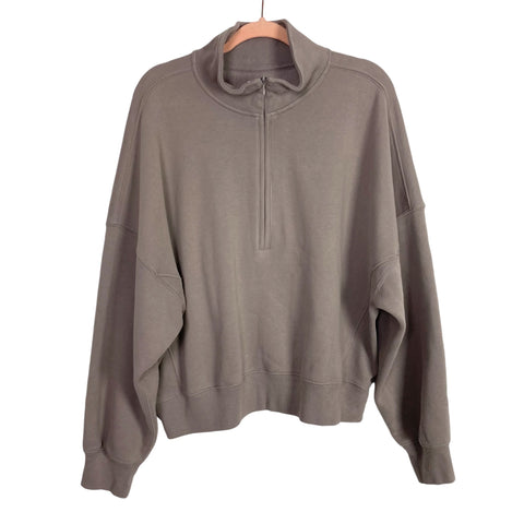 Abercrombie & Fitch Soft A&F Max Essentials Taupe Half Zip Pullover-Size XL