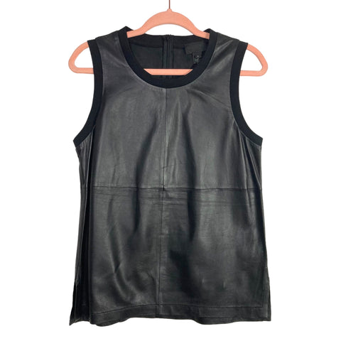 J. Crew Collection Black 100% Leather Sleeveless Tunic Top NWT- Size 6