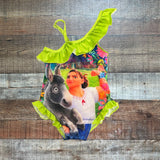 No Brand Lime Green Luisa Ruffle Swimsuit- Size 110/4T
