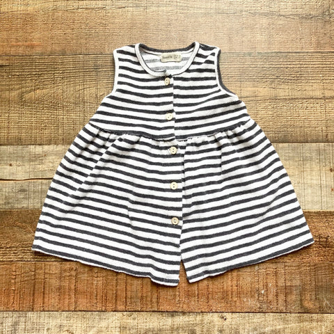 Bean's White/Washed Black Terry Cloth Button Front Dress- Size 6-9M
