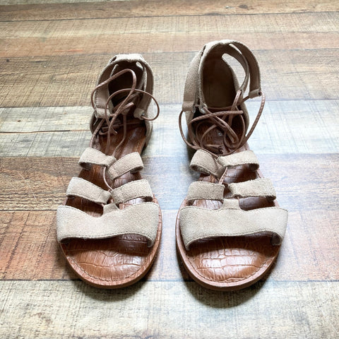 Gianni Bini Suede Strapppy Lace Up Sandals- Size 9.5 (see notes)