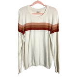 Faherty Cream Cashmere Blend with Blush/Brown/Brick Stripes Sweater- Size XL (see notes)