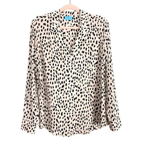 Rails Beige Animal Print 100% Silk Button Up- Size L (see notes)