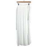 No Brand White Gauze with Side Tie and High Slit Sarong Cover Up- Size OS