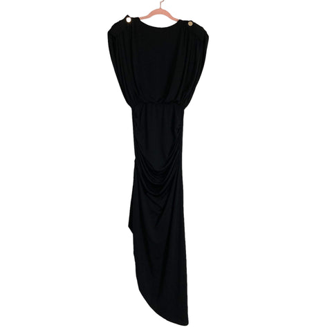 MABLE Black Open Back Drape High Slit Midi Dress NWT- Size S (sold out online)