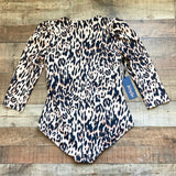 Stylest Leopard Print Zipper Front Puff Sleeve One Piece NWT- Size XL