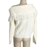 Tularosa Cream Fringe Wide Neck/Off the Shoulder Sweater- Size M (sold out online)