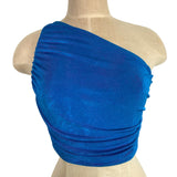 No Brand Blue One Shoulder Cropped Top- Size S