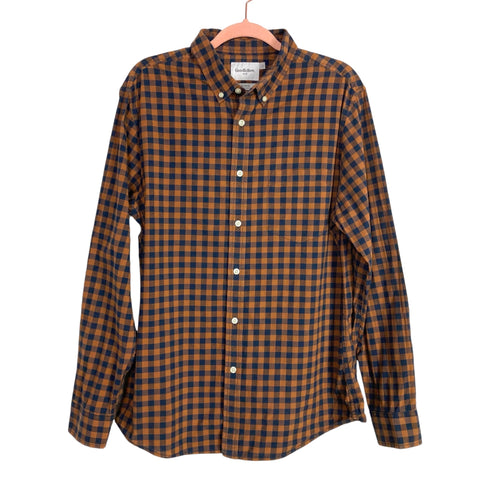 Goodfellow & Co x Target MEN'S Slim Brown and Black Check Button Up Northrop Shirt- Size L