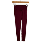 No Brand Maroon with Ribbed Waist Leggings- Size S (Inseam 23”)