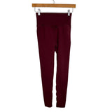 No Brand Maroon with Ribbed Waist Leggings- Size S (Inseam 23”)