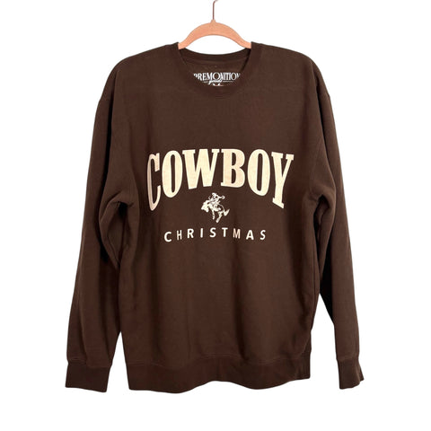 Premonition Goods Brown Cowboy Christmas Crewneck Sweatshirt - Size M