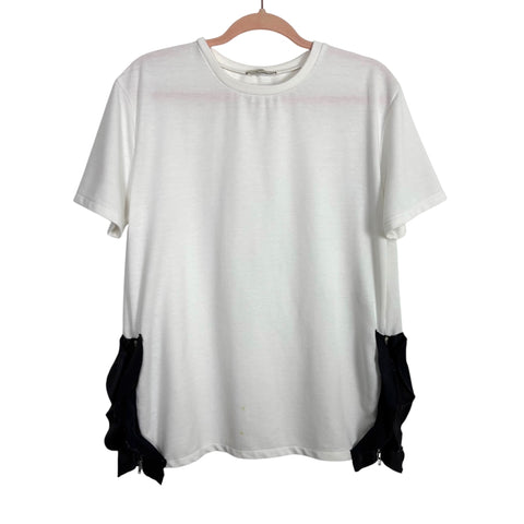 Zara Trafaluc White/Black Side Zipper Top - Size S (See Notes)