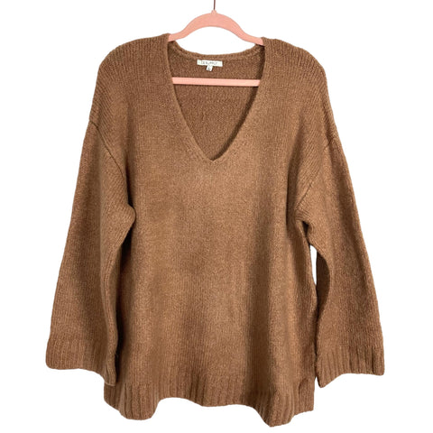 Z Supply Brown V-Neck with Wide Sleeves Tunic Sweater- Size L