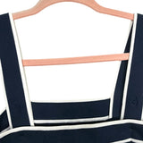 Kule Navy White Trim Adjustable Strap Ribbed Cotton Tank- Size S (see notes)