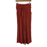 Lucy Love Brick/Cream Pattern Elastic Waist Wide Leg Cropped Pants- Size S