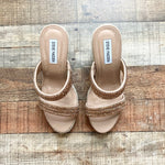 Steve Madden Bronze Rhinestone Double Strap Espadrille Wedge Sandals- Size 7.5 (sold out online)