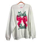 Taby Original White Girls Rule Sweatshirt-Size M/L