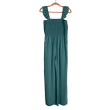 No Brand Sage Blue Ruffle Straps Smocked Jumpsuit- Size S