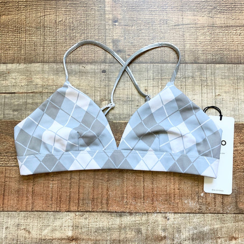 Alo Argyle with Back Criss Cross Straps Bra NWT- Size L (we have matching skirt)
