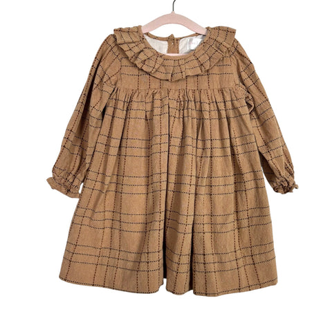 Cecil And Lou Tan Plaid Dress - Size 3T