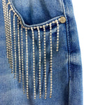 Eloquii Rhinestone Fringe Embellished Straight Leg Jeans-Size 14 (see notes, sold out online, Inseam 29”)