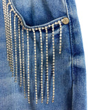 Eloquii Rhinestone Fringe Embellished Straight Leg Jeans-Size 14 (see notes, sold out online, Inseam 29”)