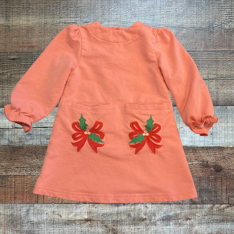 The Beaufort Bonnet Pink Sweatshirt Christmas Holly Dress- Size 2T