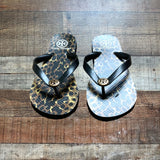 Tory Burch Black/Animal Print Flip Flops- Size ~7 (see notes)