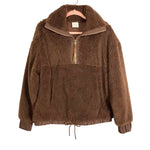 Varley Brown Quarter Zip Drawstring Waist Sherpa Pullover- Size S (sold out online)