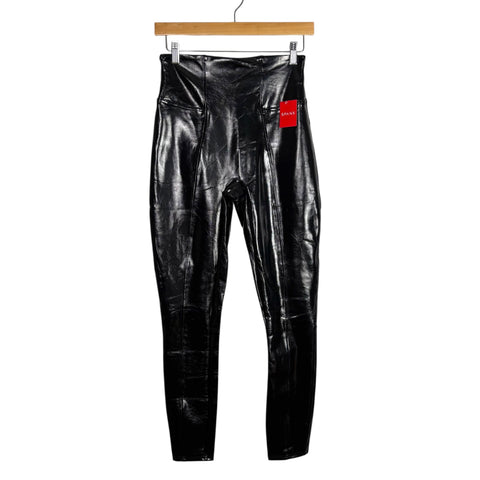 Spanx Classic Black Faux Patent Leather Leggings NWT - Size M (Inseam 25" - See Notes)