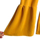 Shein Mustard Tiered Ruffle Bell Bottoms-Size 8Y (see notes)