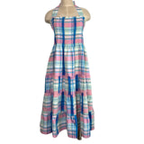 Maxwell and Geraldine Pink Madras Halter Tie Brooke Smocked Ruffle Dress- Size XXL