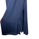 Evereve Deep Navy and White Sleeveless Knit Bodice with Satin Slit Skirt Dress- Size M